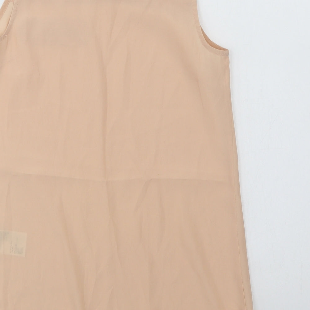 Oasis Womens Beige  Polyester Basic Blouse Size 8 Round Neck