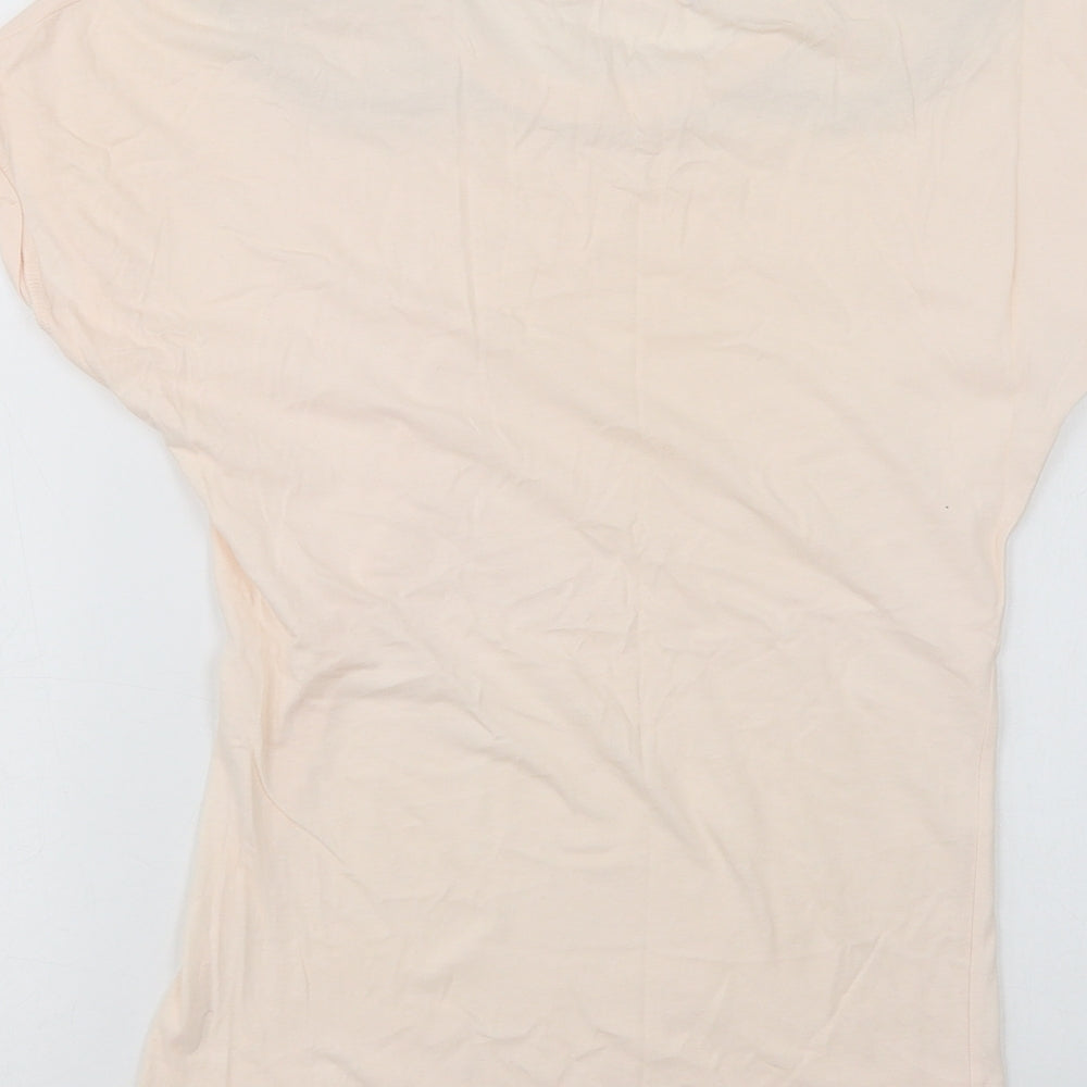 Preworn Womens Pink   Basic T-Shirt Size 8 Crew Neck - Embellished Neckline