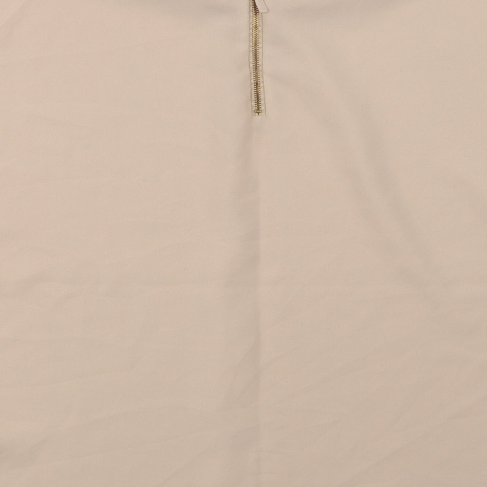 Oasis Womens Beige  Polyester Basic Blouse Size 8 Crew Neck