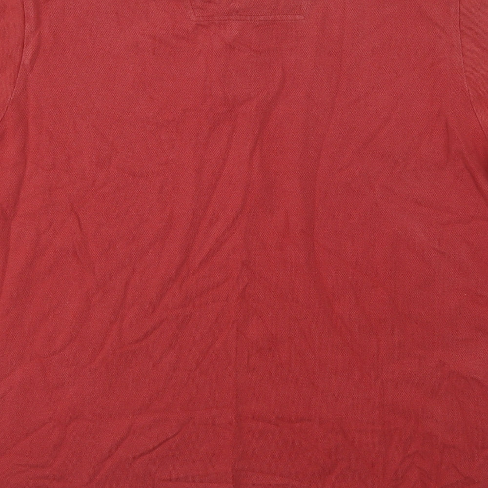 John Lewis Mens Red  Cotton  Polo Size XL Collared Button