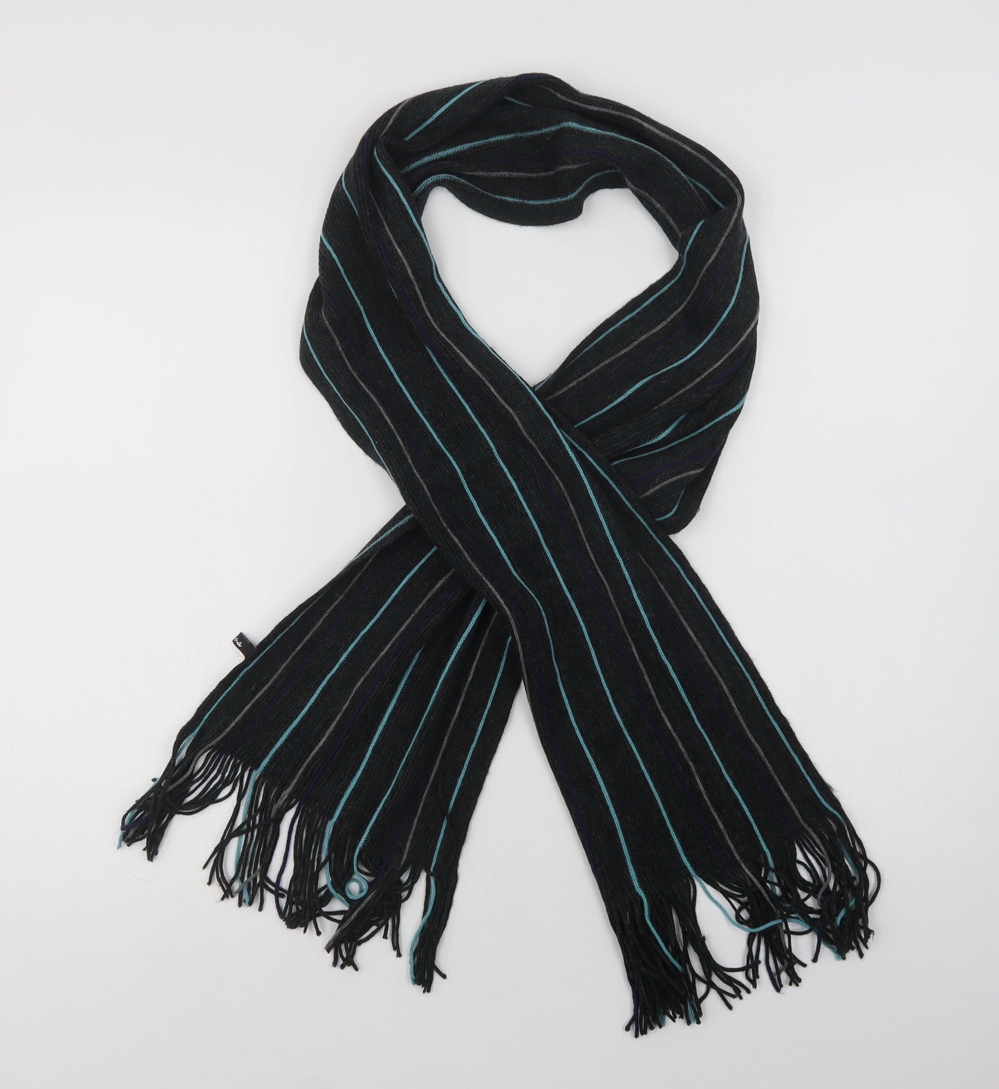 Walina Mens Grey Striped Acrylic Scarf  One Size