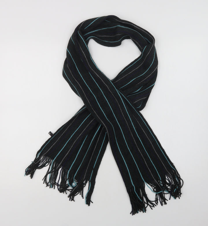 Walina Mens Grey Striped Acrylic Scarf  One Size