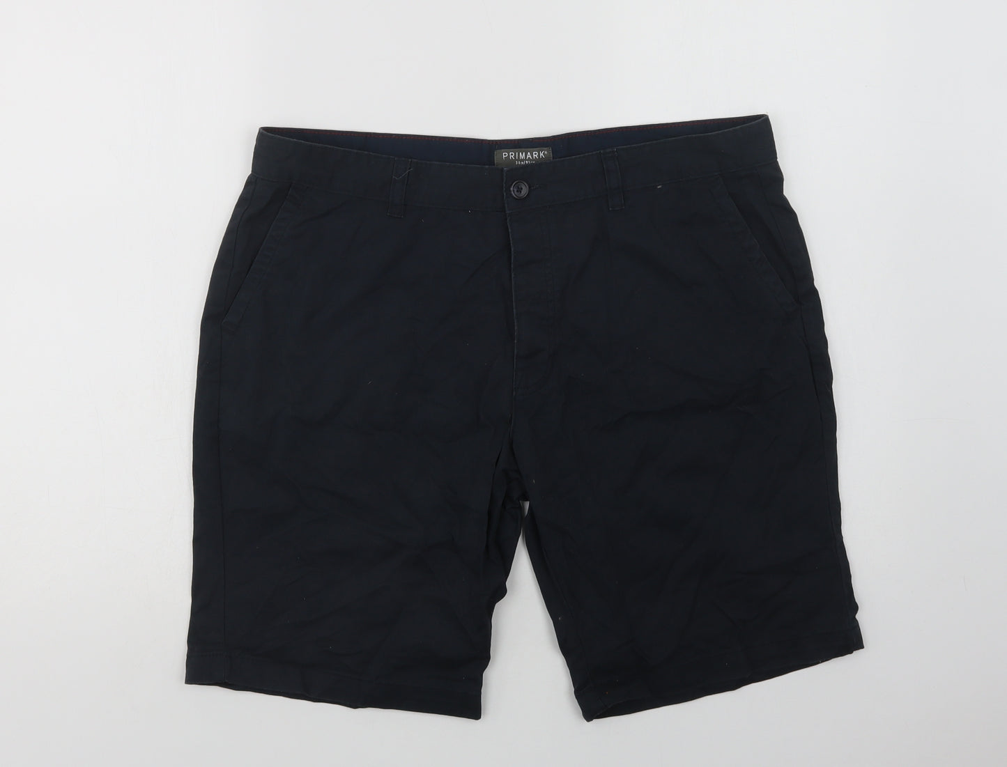 Primark Mens Black  Cotton Chino Shorts Size 36 L9 in Regular Button