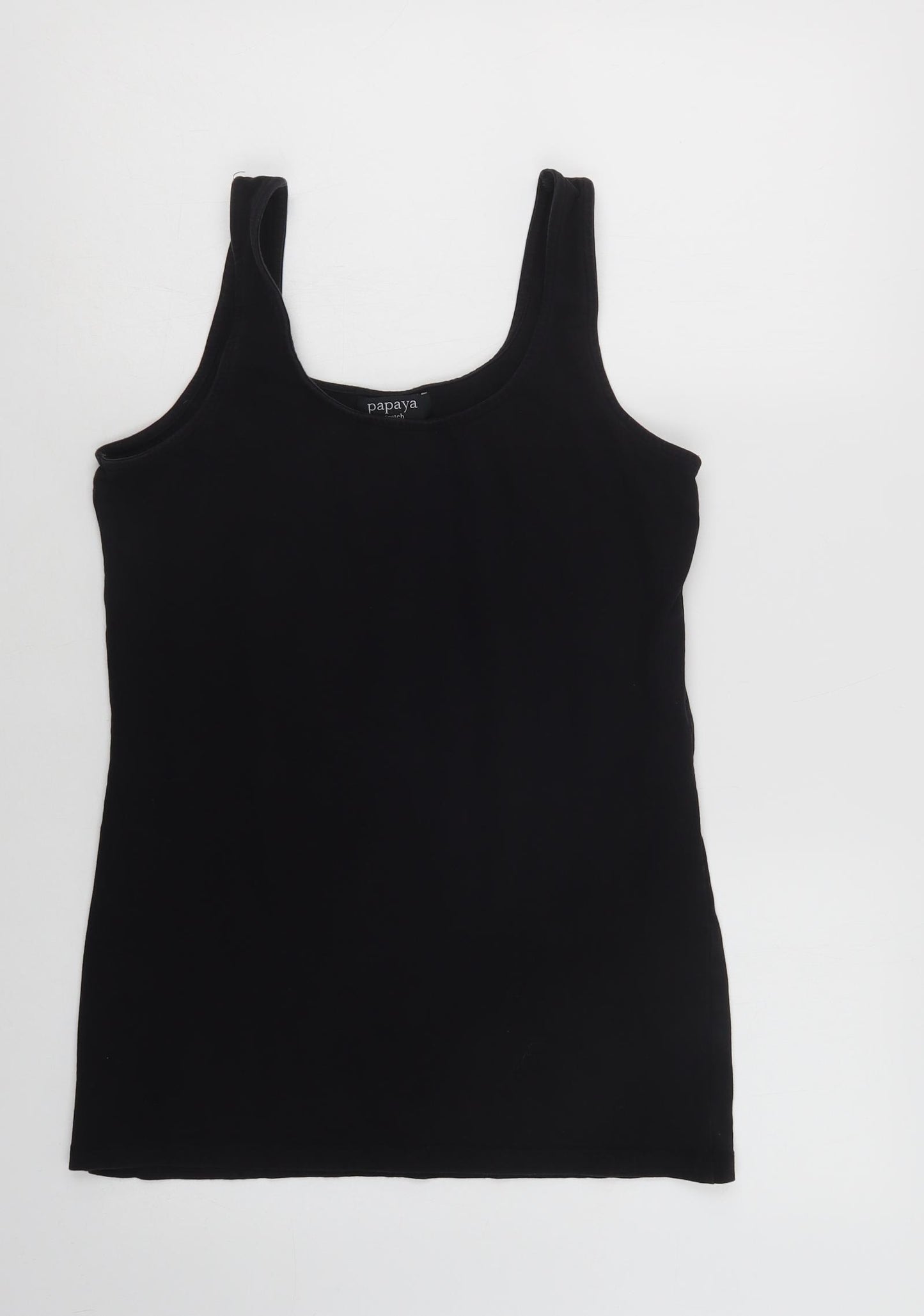 Papaya Womens Black  Cotton Basic Tank Size 18 Scoop Neck