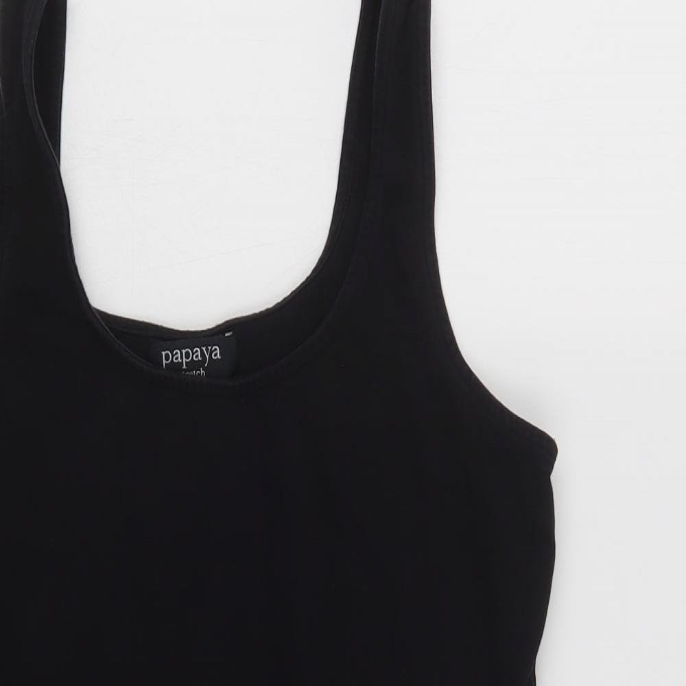 Papaya Womens Black  Cotton Basic Tank Size 18 Scoop Neck