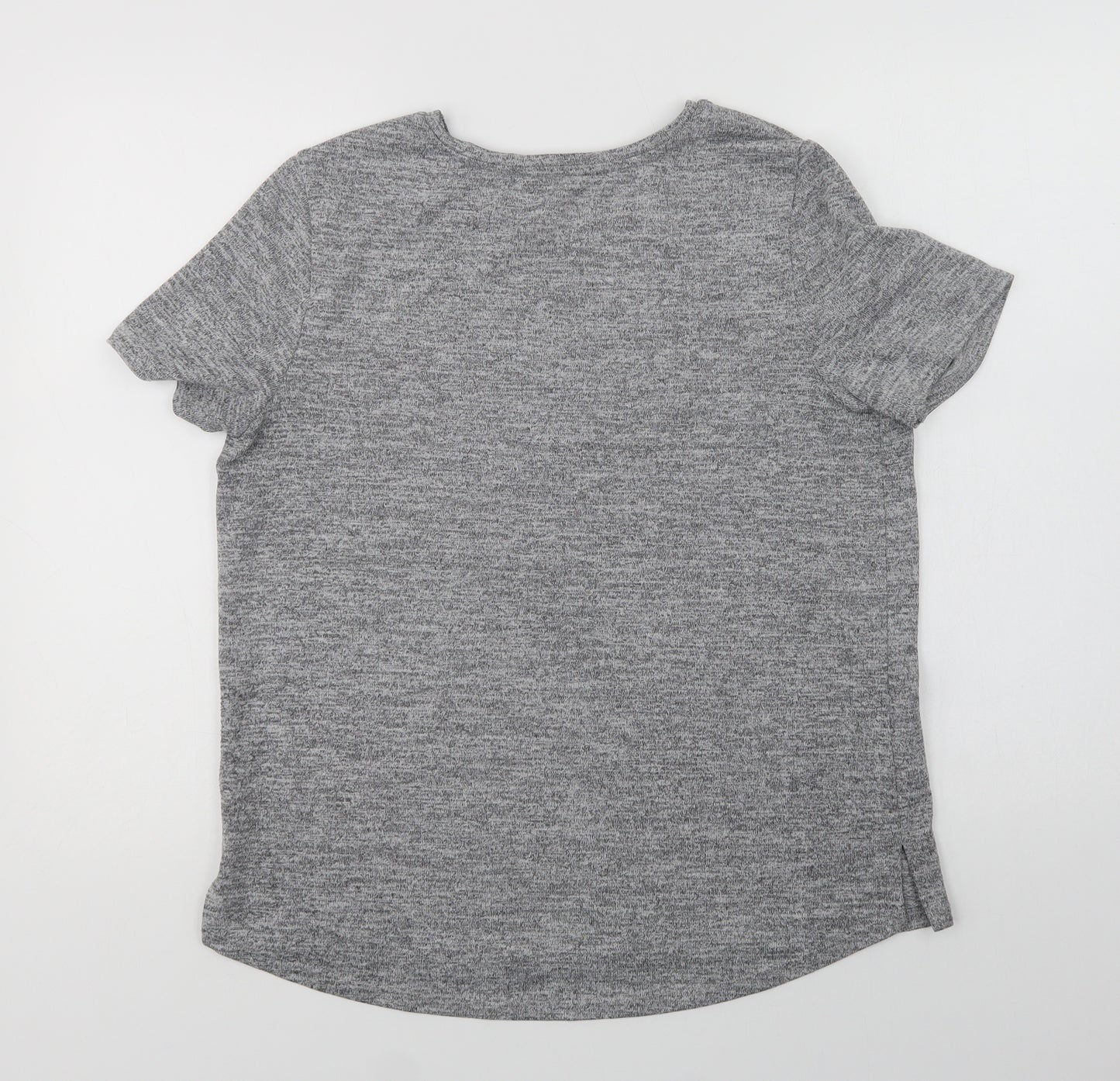 TU Womens Grey  Polyester Basic Blouse Size 14 Crew Neck
