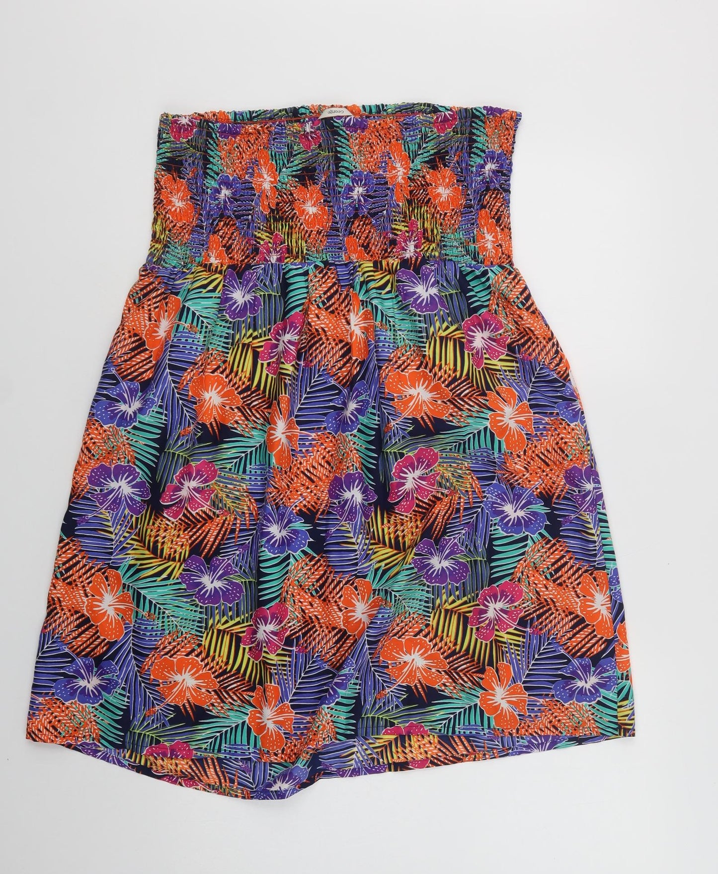 George Womens Multicoloured Floral Polyester Mini  Size L  Off the Shoulder