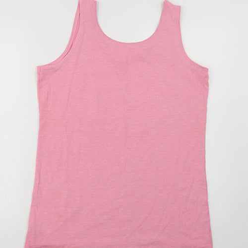 Dunnes Stores Womens Pink  Cotton Basic Tank Size XL Scoop Neck