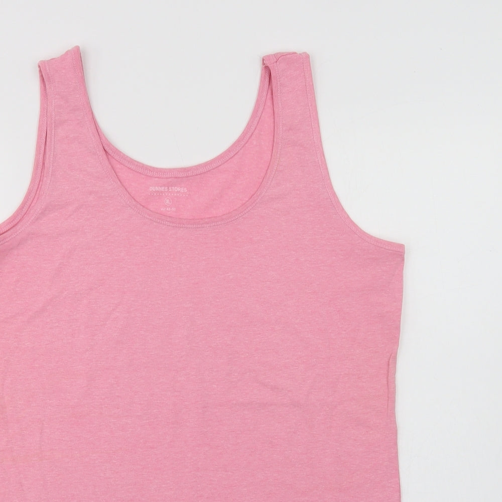 Dunnes Stores Womens Pink  Cotton Basic Tank Size XL Scoop Neck