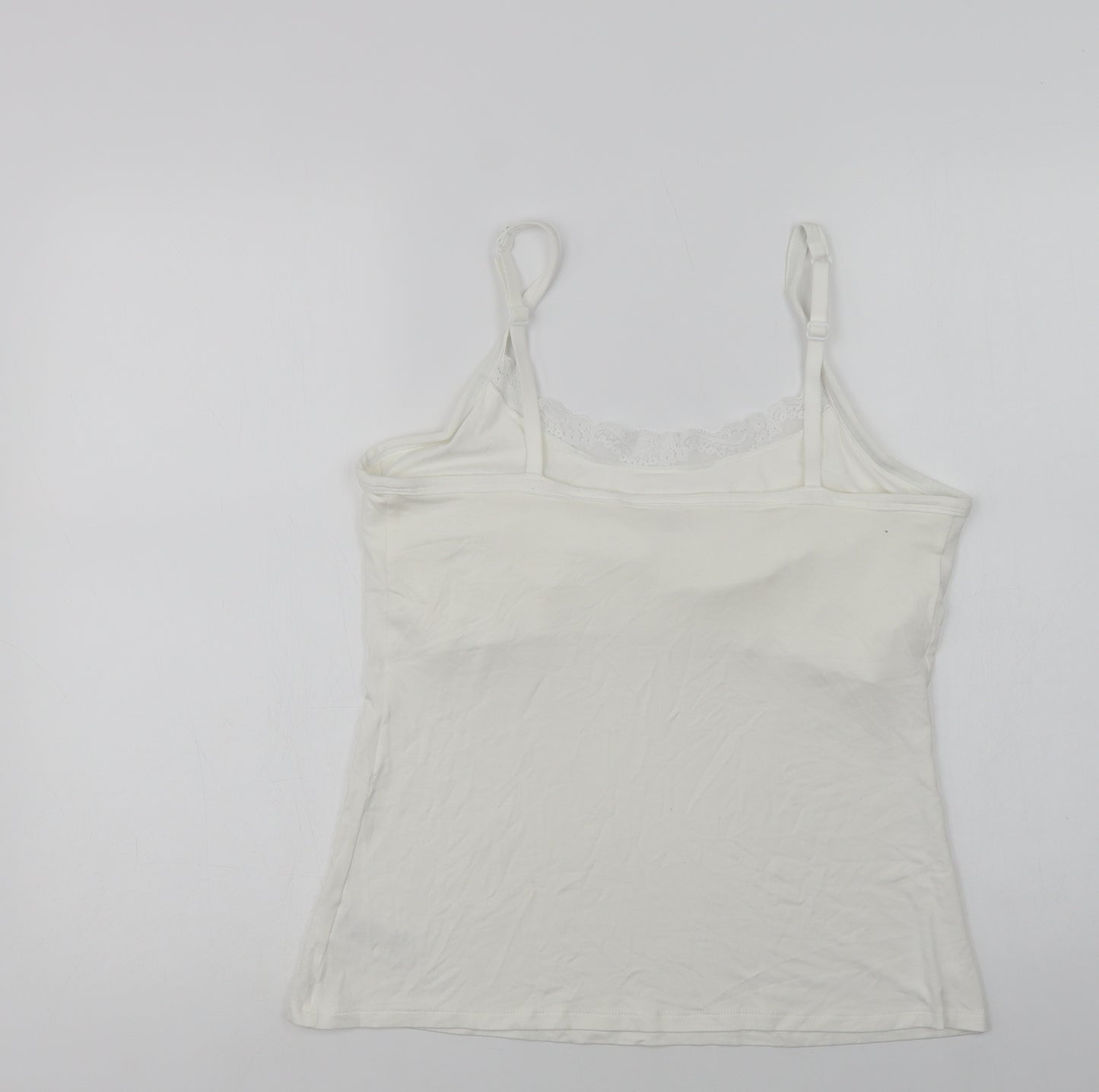 F&F Womens White  Modal Cami Pyjama Top Size 12   - Lace Detail