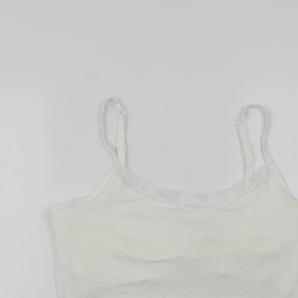 F&F Womens White  Modal Cami Pyjama Top Size 12   - Lace Detail