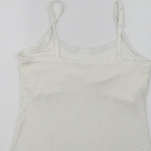 F&F Womens White  Modal Cami Pyjama Top Size 12   - Lace Detail