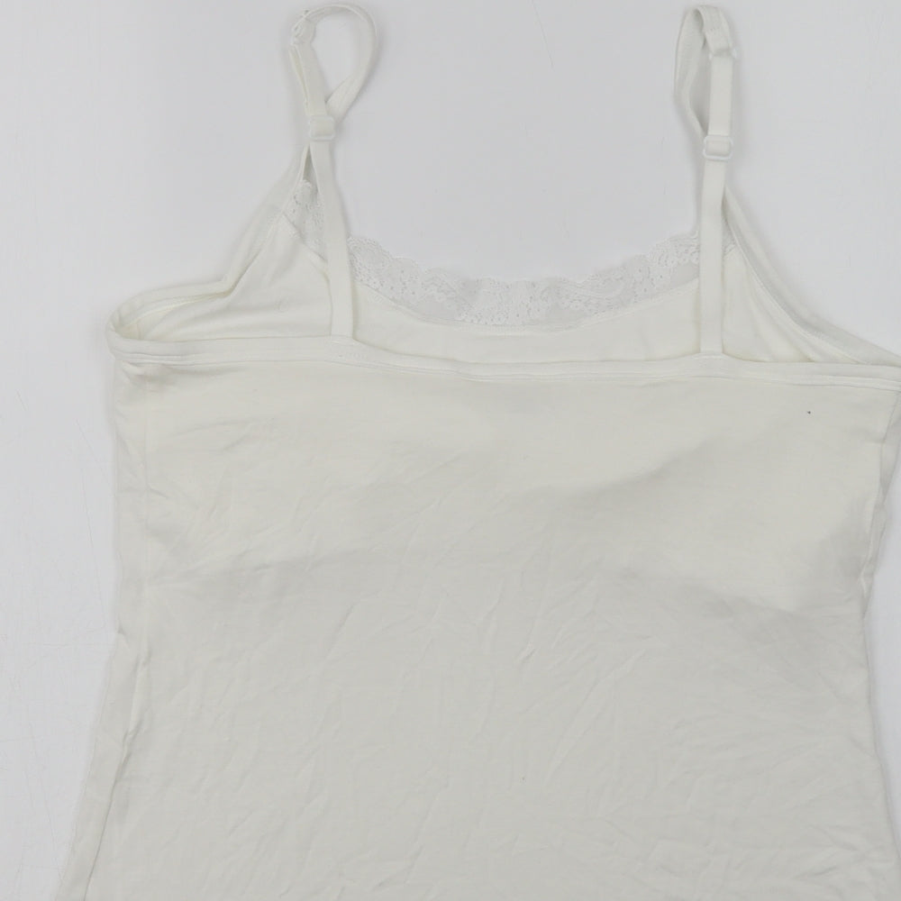 F&F Womens White  Modal Cami Pyjama Top Size 12   - Lace Detail