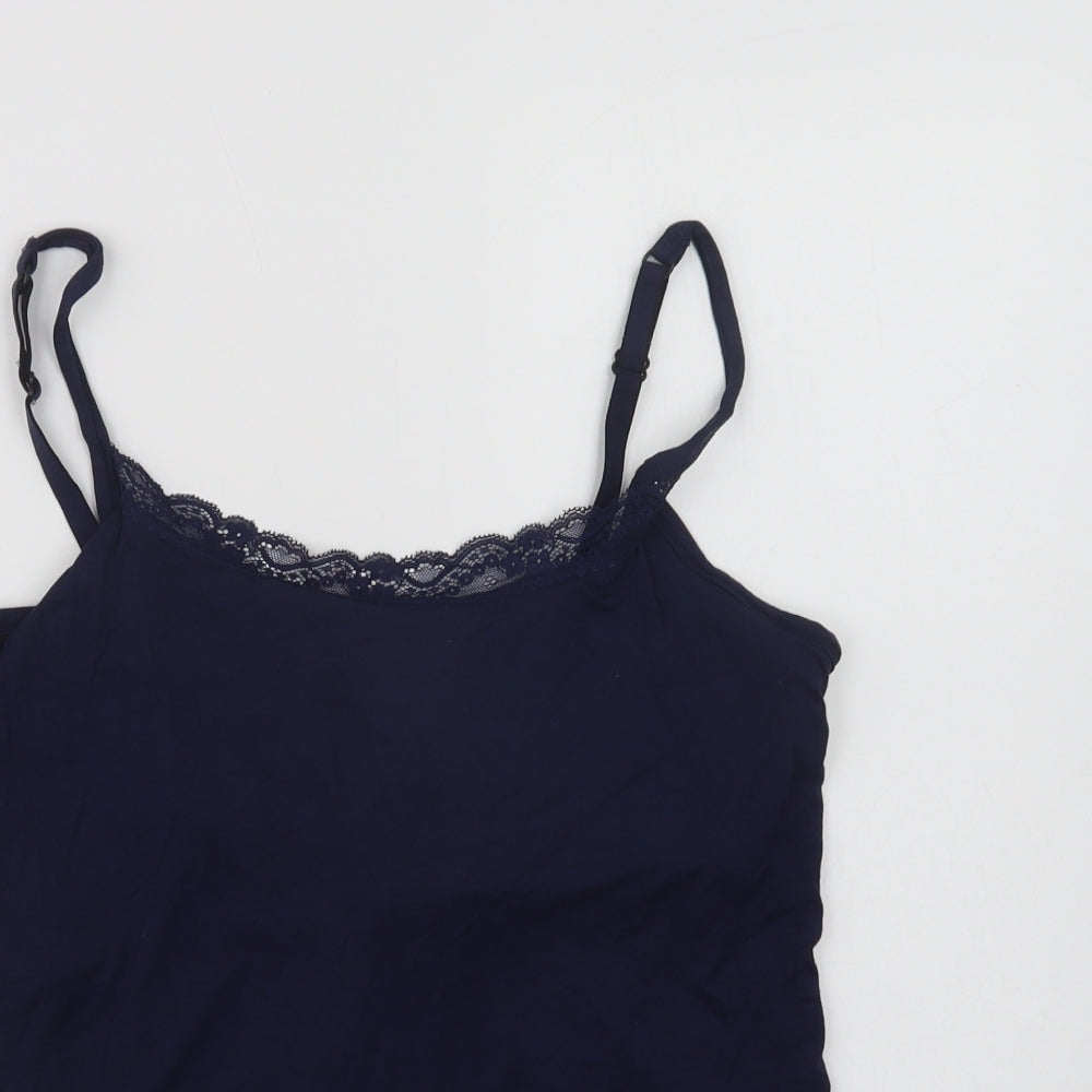 F&F Womens Blue  Modal Cami Pyjama Set Size 12   - Lace Detail