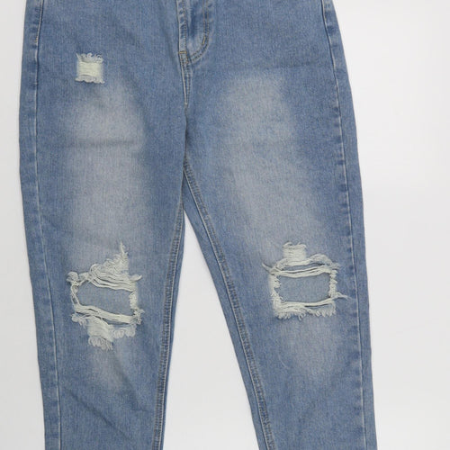 In the Style Womens Blue  Cotton Boyfriend Jeans Size 10 L28 in Regular Button