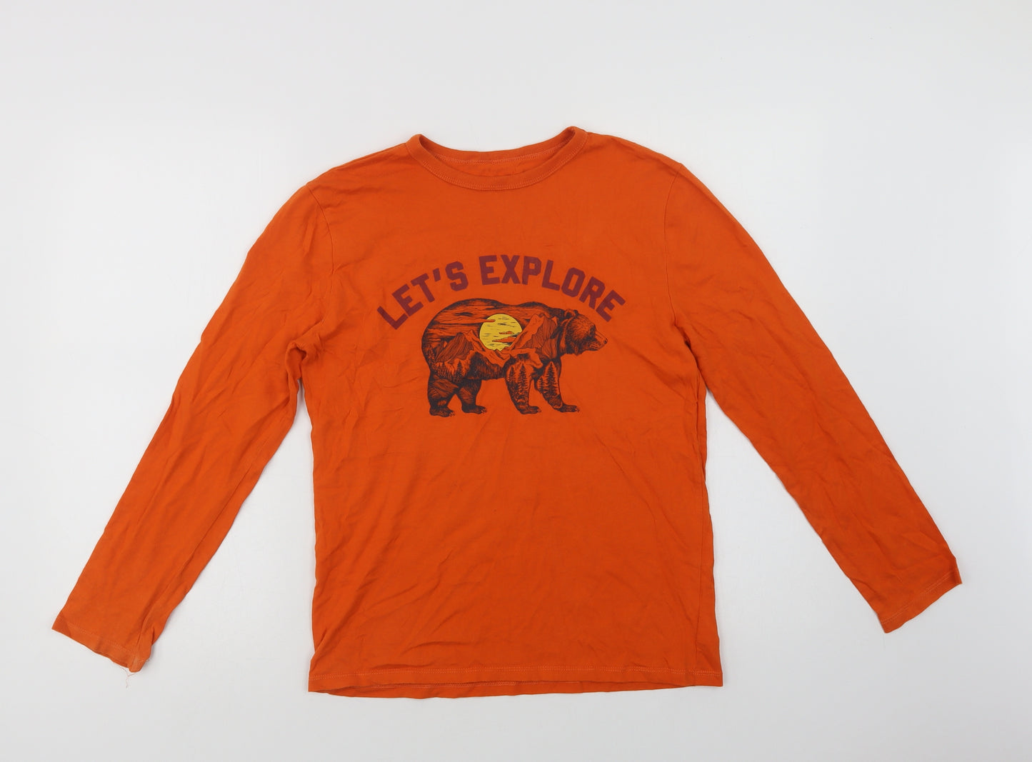 Gap Boys Orange  Cotton Basic T-Shirt Size 13-14 Years Crew Neck  - Let's Explore