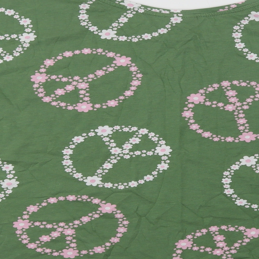 ASOS Womens Green Floral Cotton Basic T-Shirt Size 28 Crew Neck
