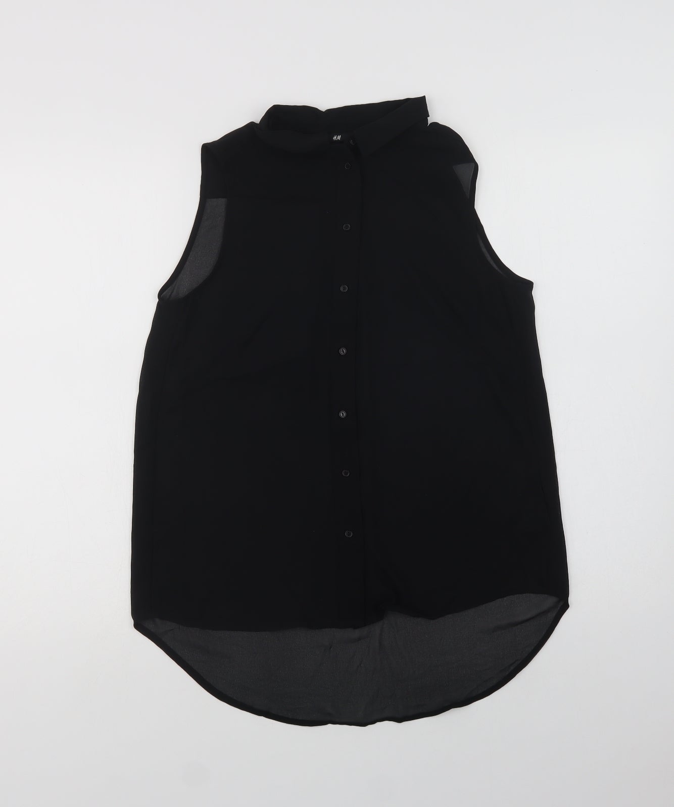 H&M Womens Black  Polyester Basic Blouse Size 6 Collared