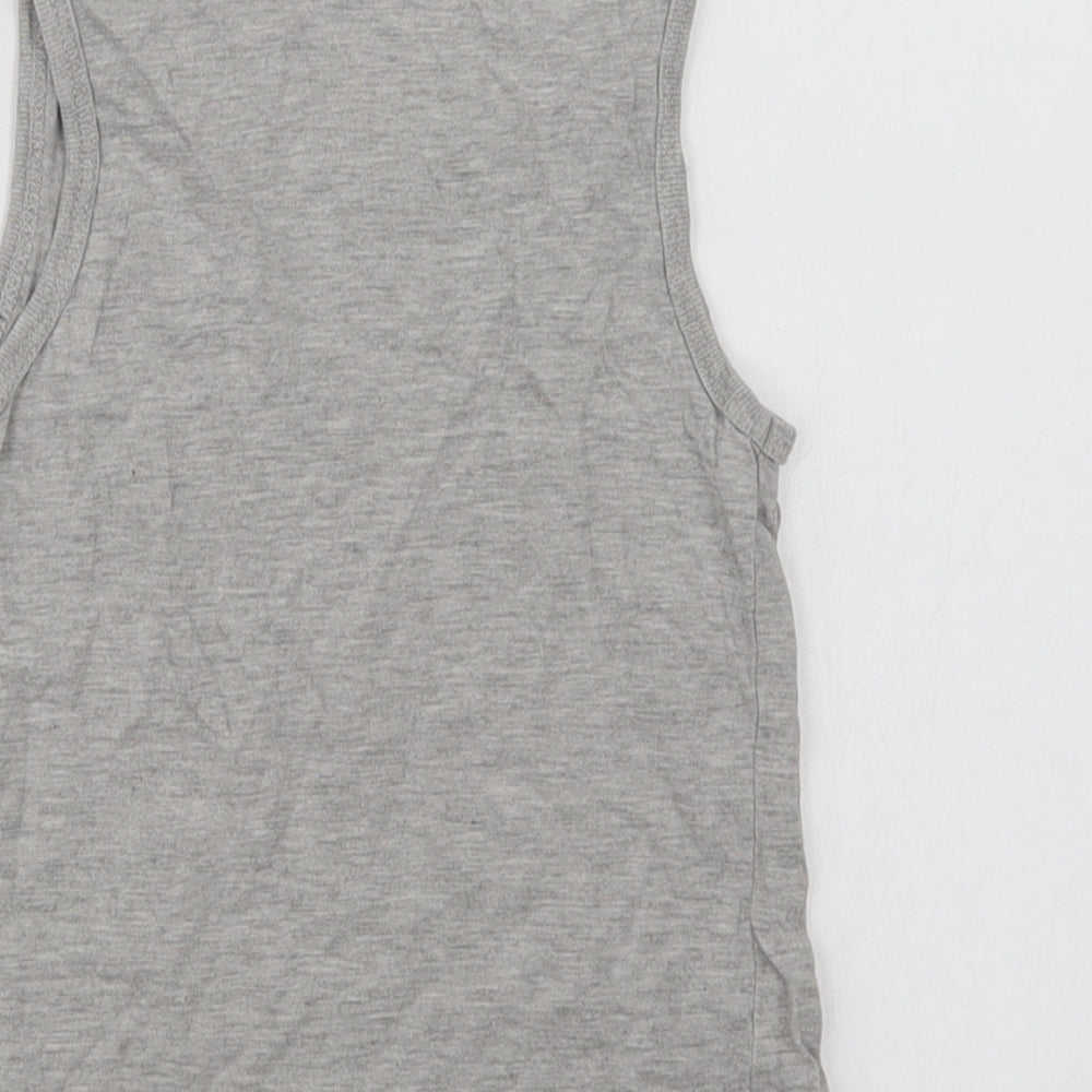 Primark Boys Grey  Cotton Basic Tank Size 6-7 Years Crew Neck  - Football