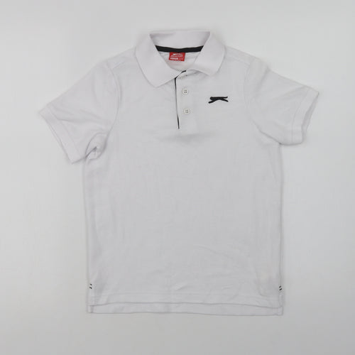 Slazenger Boys White  Polyester Basic Polo Size 9-10 Years Collared Button