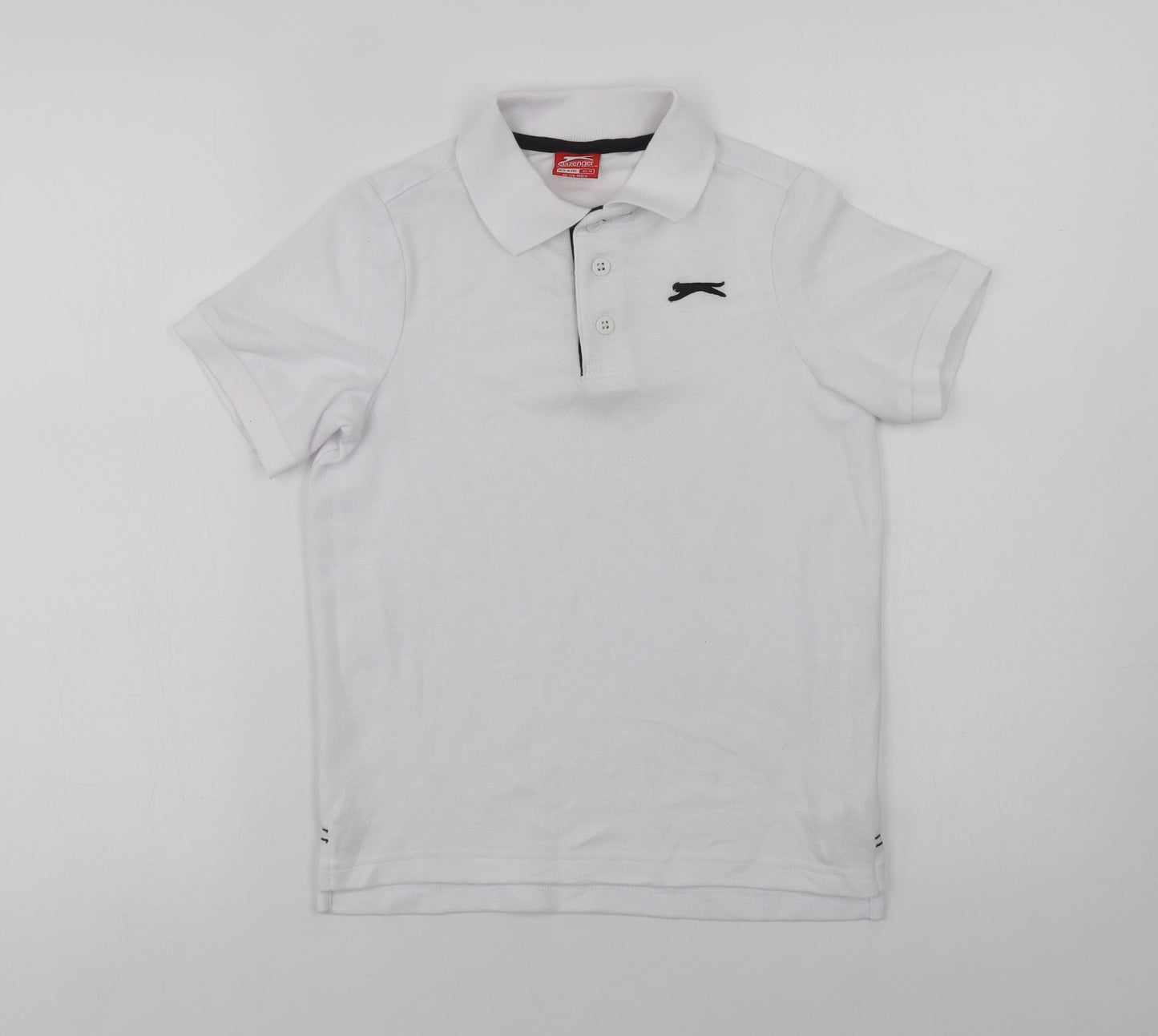 Slazenger Boys White  Polyester Basic Polo Size 9-10 Years Collared Button