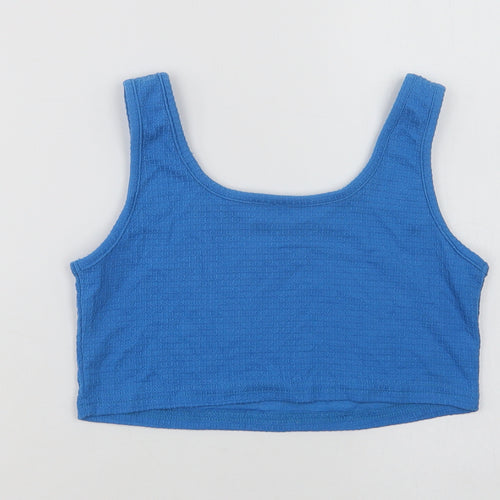 SheIn Girls Blue  Polyester Cropped Tank Size 11-12 Years Scoop Neck  - Lucky