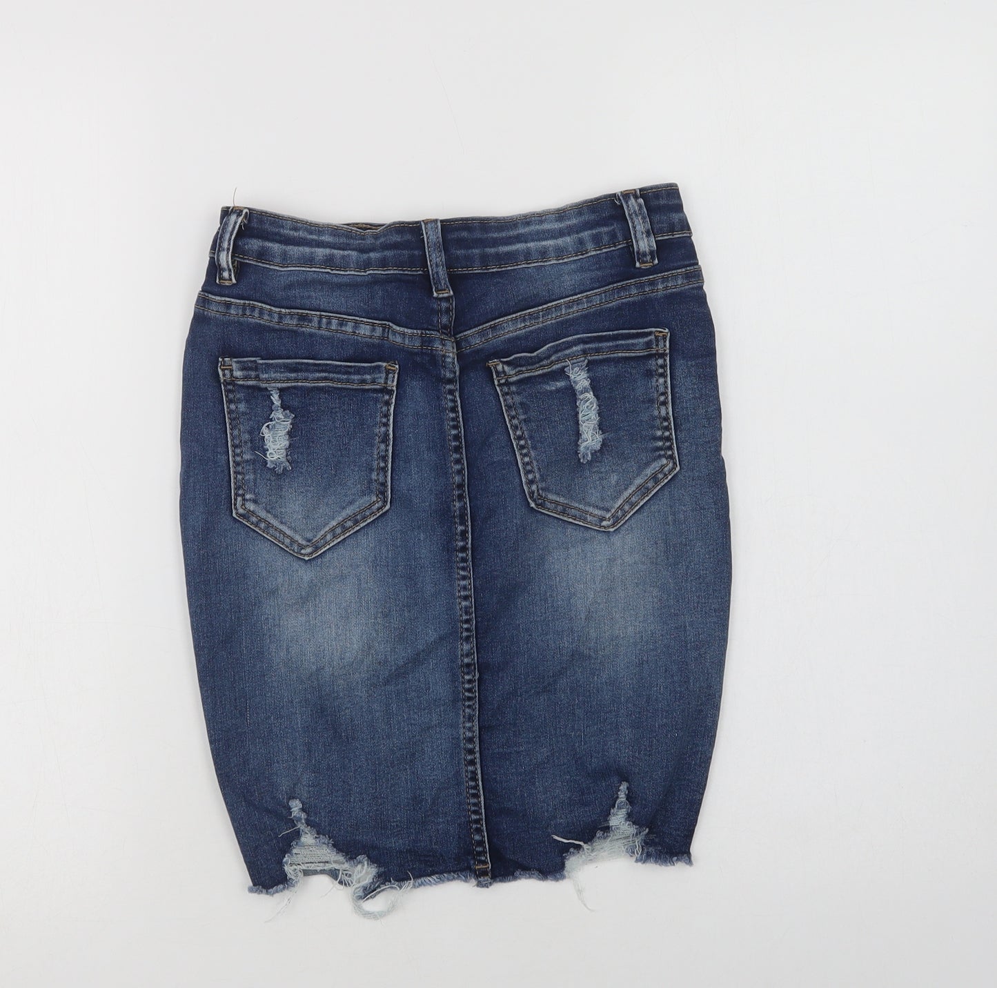 My Bestiny Womens Blue  Cotton Mini Skirt Size S   Button