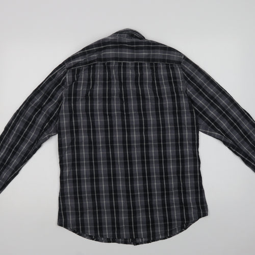 Industrialize Mens Grey Plaid Cotton  Button-Up Size M Collared Button
