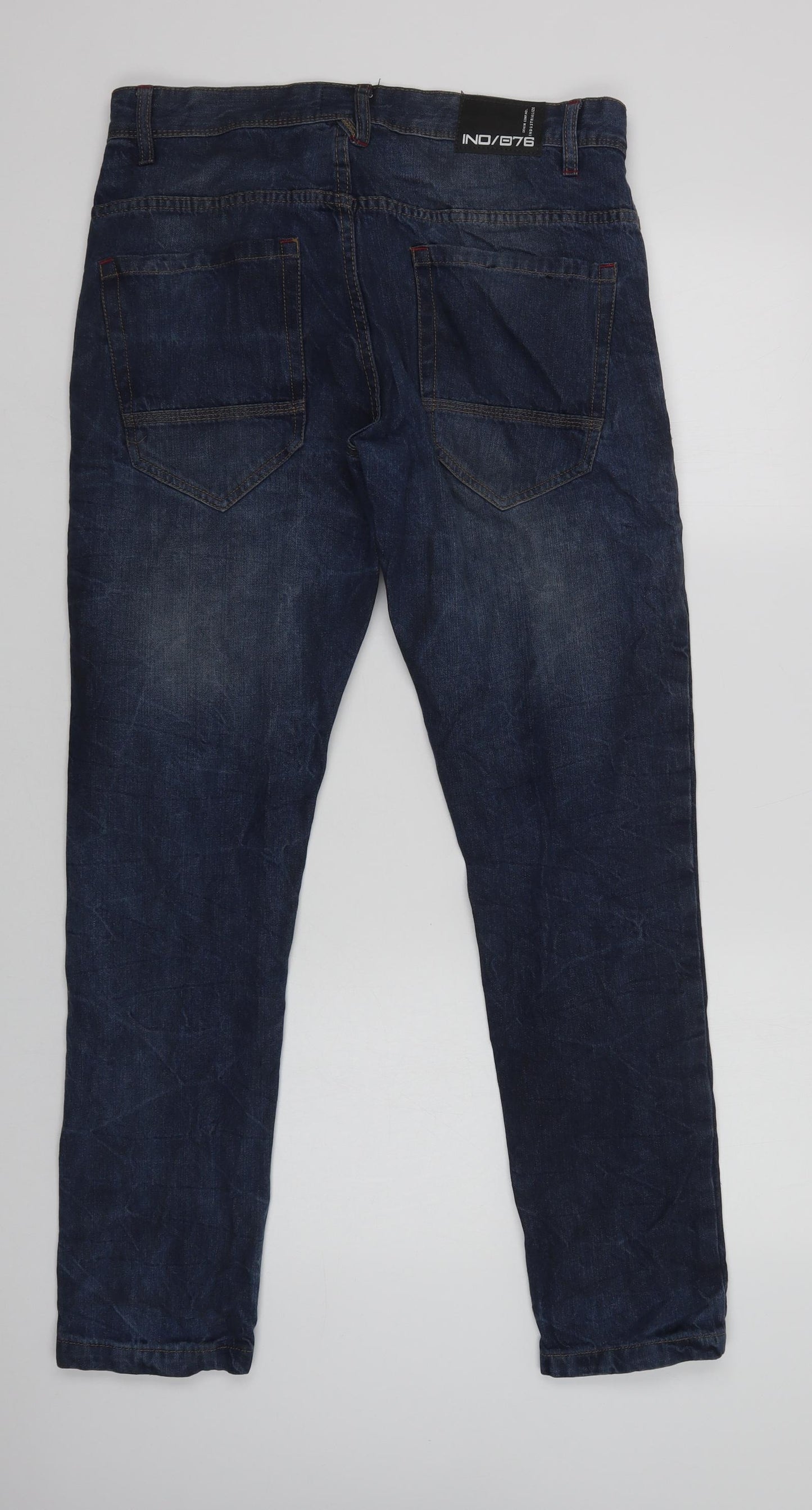 Industrialize Mens Blue  Cotton Straight Jeans Size 32 L30 in Regular Button