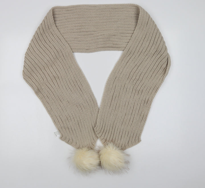 Preworn Womens Beige  Acrylic  Scarf    - Pom Pom