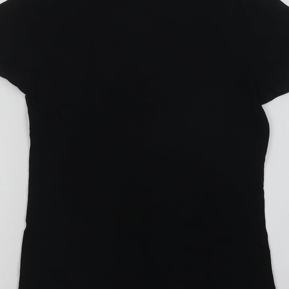Primark Womens Black  Cotton Basic T-Shirt Size 12 Scoop Neck