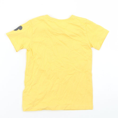 George Boys Yellow  Cotton Basic T-Shirt Size 12-18 Months Crew Neck Snap - Mickey Mouse