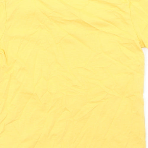 George Boys Yellow  Cotton Basic T-Shirt Size 12-18 Months Crew Neck Snap - Mickey Mouse