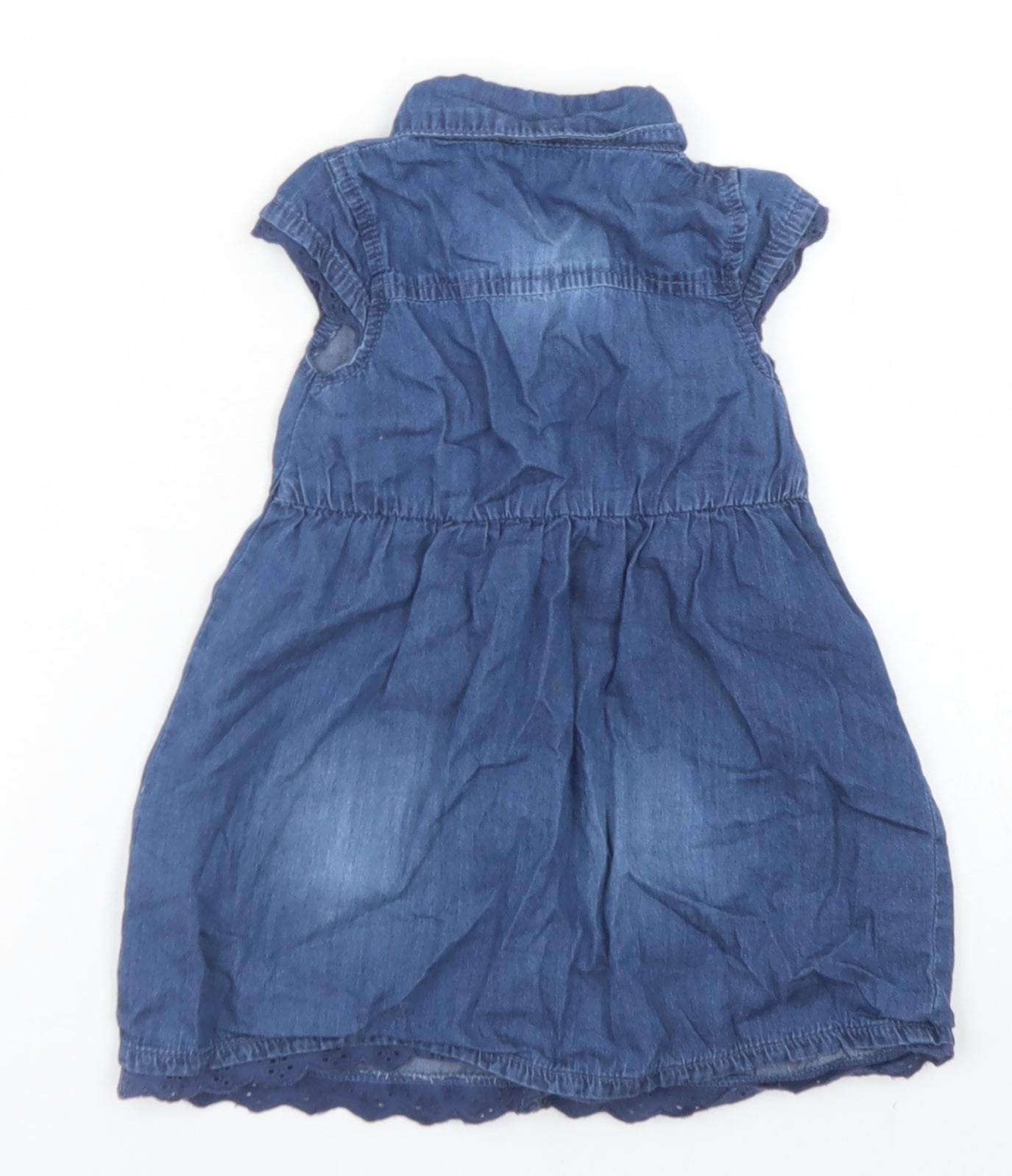George Girls Blue  Cotton A-Line  Size 9-12 Months  Collared Button - Minnie Mouse