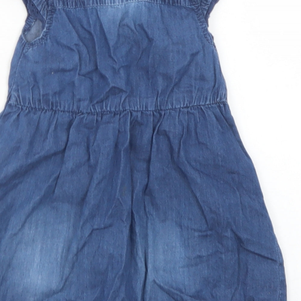 George Girls Blue  Cotton A-Line  Size 9-12 Months  Collared Button - Minnie Mouse