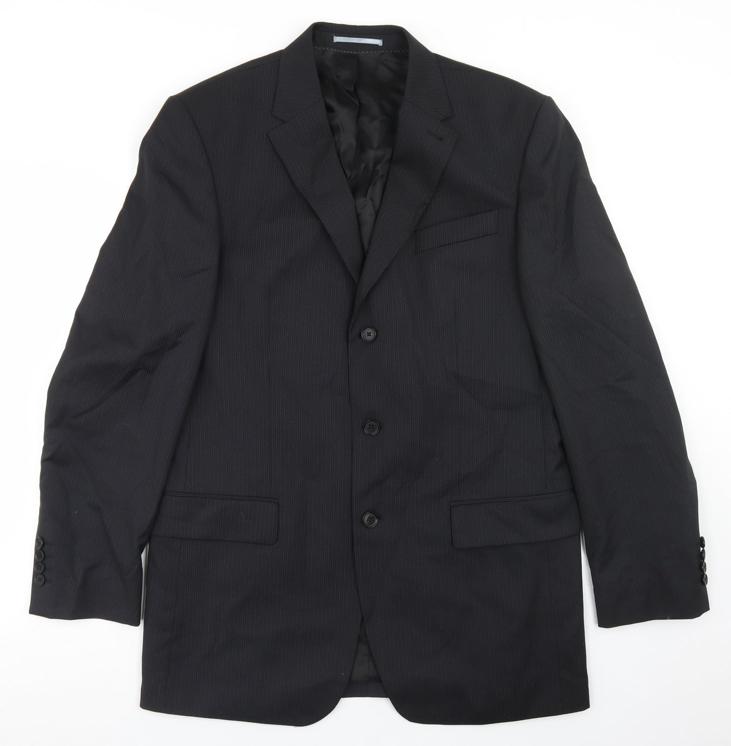 NEXT Mens Black Striped Wool Jacket Blazer Size 40