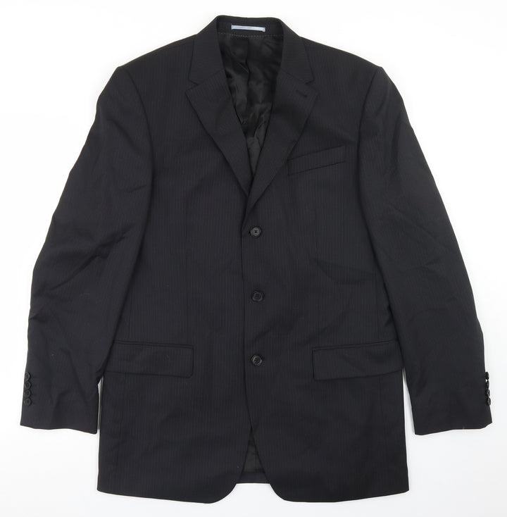 NEXT Mens Black Striped Wool Jacket Blazer Size 40