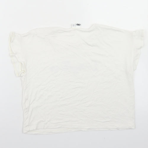 iDo Girls White  Polyester Cropped T-Shirt Size 10 Years Crew Neck  - Everything