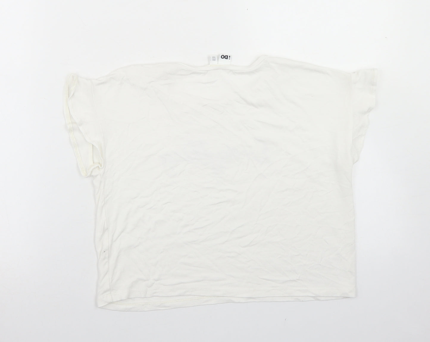 iDo Girls White  Polyester Cropped T-Shirt Size 10 Years Crew Neck  - Everything