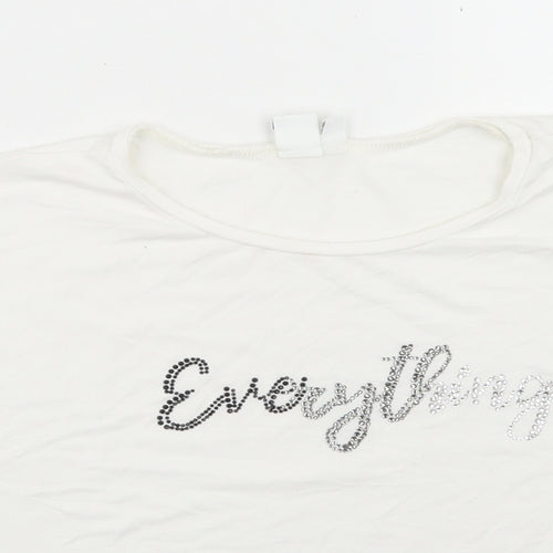 iDo Girls White  Polyester Cropped T-Shirt Size 10 Years Crew Neck  - Everything