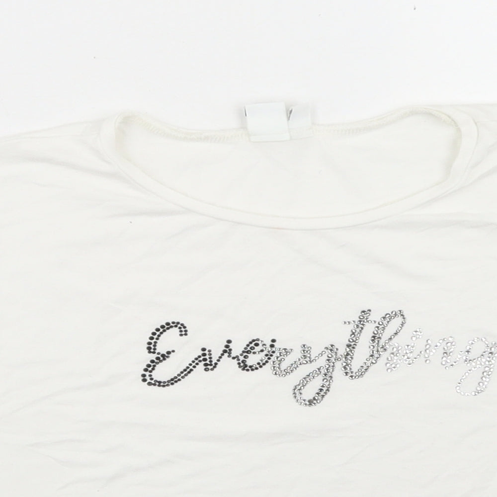iDo Girls White  Polyester Cropped T-Shirt Size 10 Years Crew Neck  - Everything