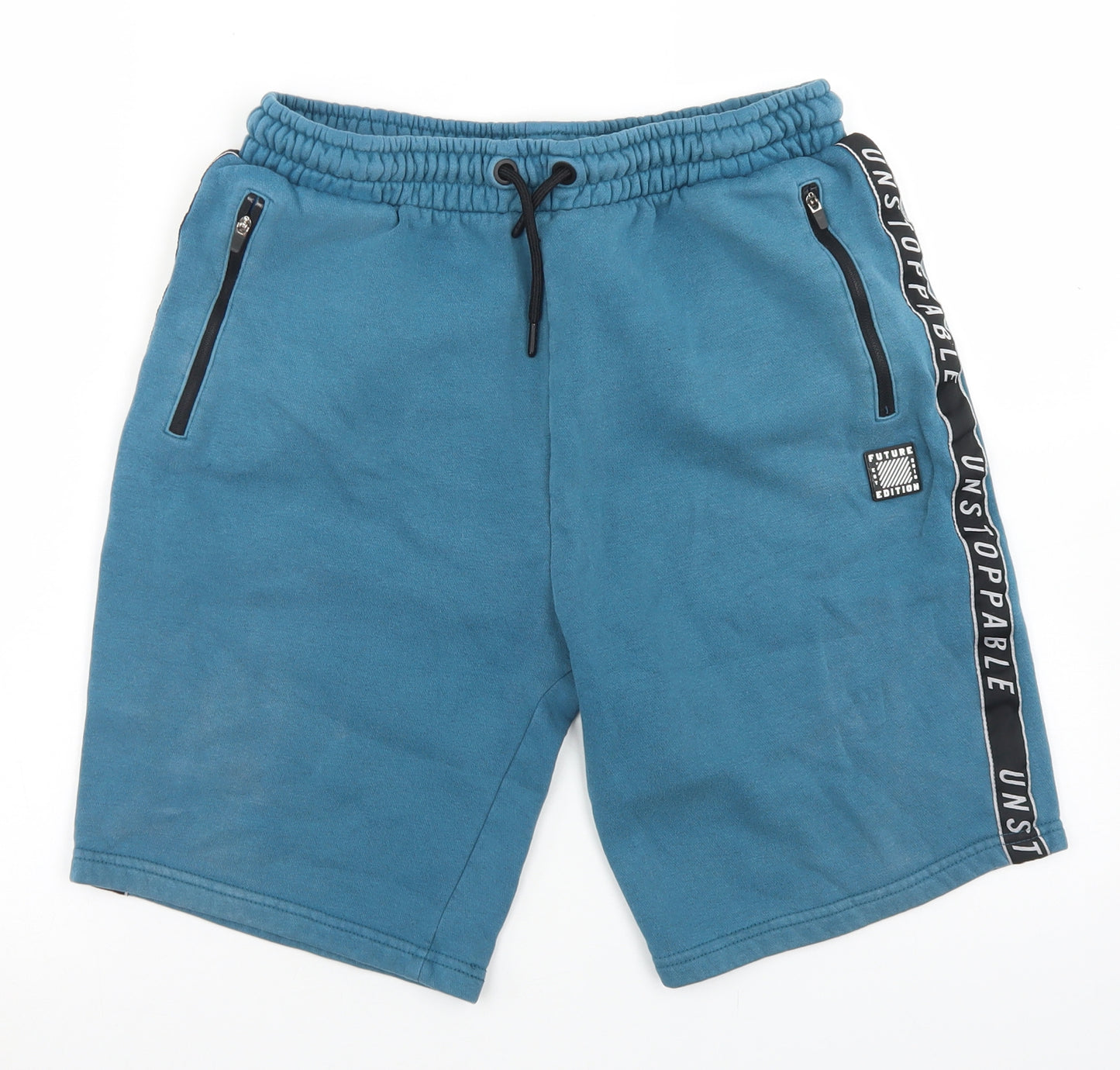 George Boys Blue  Cotton Sweat Shorts Size 15-16 Years  Regular Drawstring