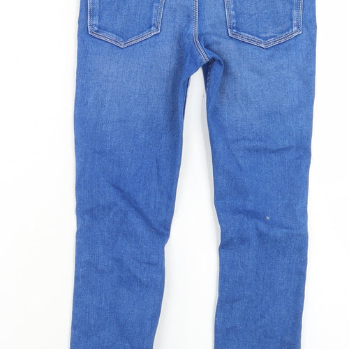 River Island Girls Blue  Cotton Skinny Jeans Size 9 Months  Regular Button - Distressed