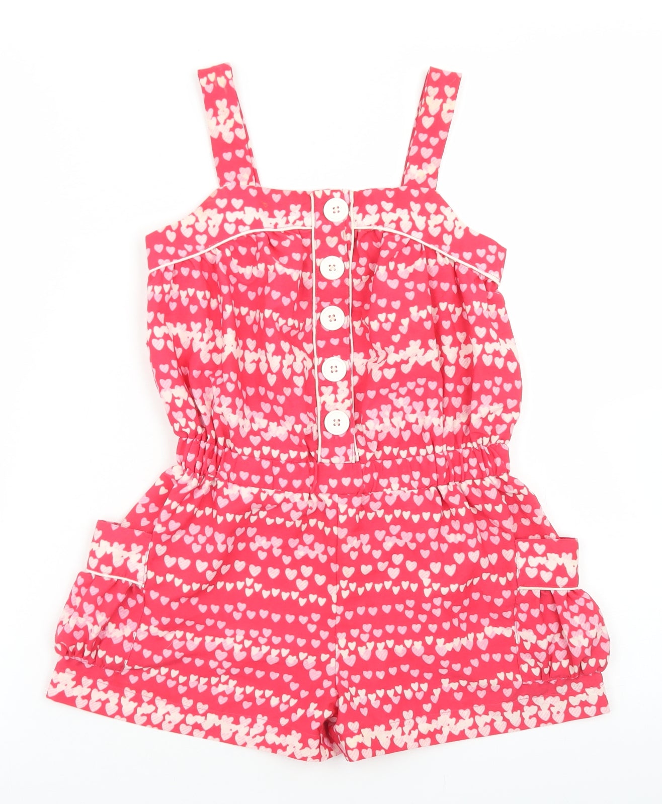 Young Dimension Girls Pink Spotted Polyester Playsuit One-Piece Size 6-7 Years   - Heart Print