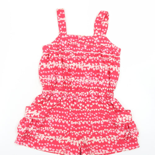 Young Dimension Girls Pink Spotted Polyester Playsuit One-Piece Size 6-7 Years   - Heart Print