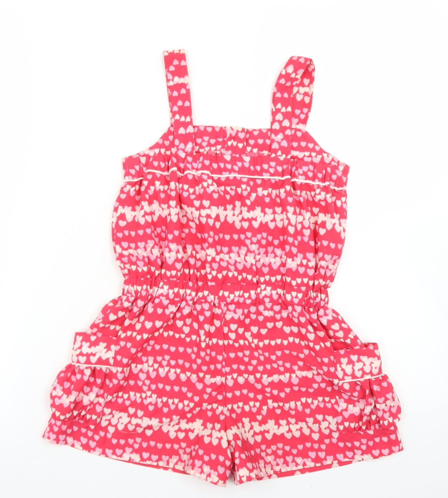 Young Dimension Girls Pink Spotted Polyester Playsuit One-Piece Size 6-7 Years   - Heart Print