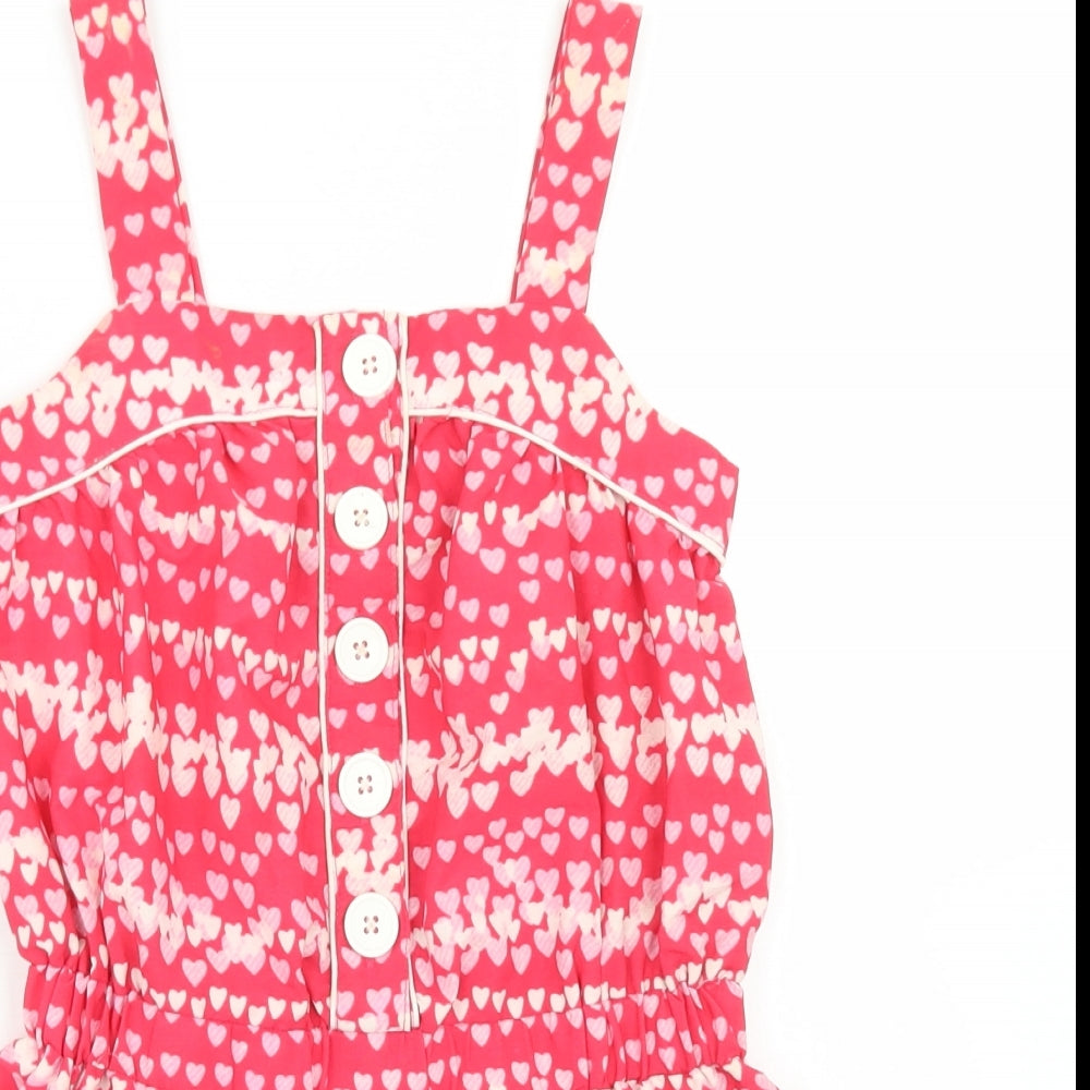 Young Dimension Girls Pink Spotted Polyester Playsuit One-Piece Size 6-7 Years   - Heart Print