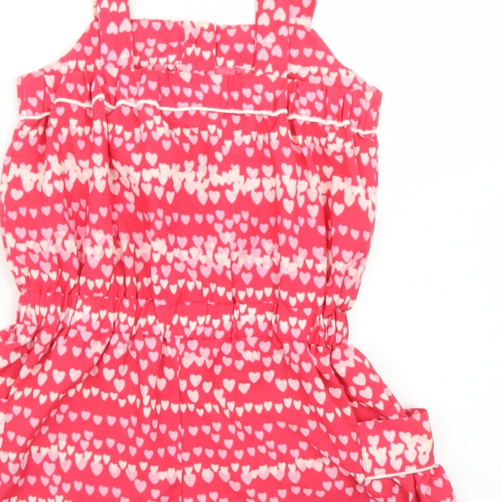 Young Dimension Girls Pink Spotted Polyester Playsuit One-Piece Size 6-7 Years   - Heart Print
