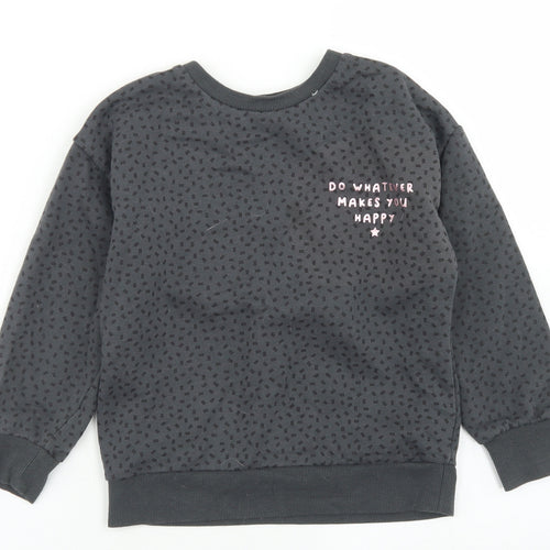 Primark Girls Grey Geometric Cotton Pullover Sweatshirt Size 7-8 Years   - Do What Makes You Happy