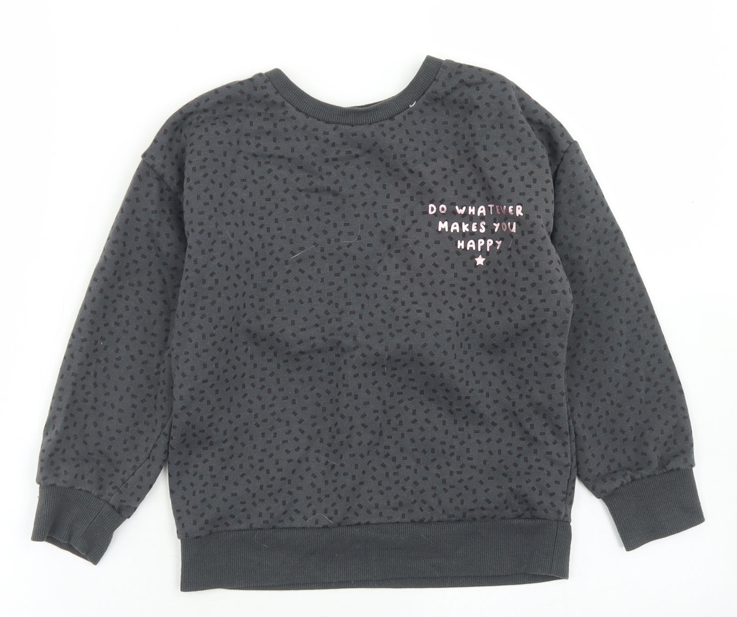 Primark Girls Grey Geometric Cotton Pullover Sweatshirt Size 7-8 Years   - Do What Makes You Happy